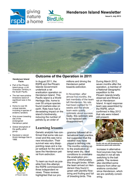 Henderson Island Newsletter Issue 6, July 2013