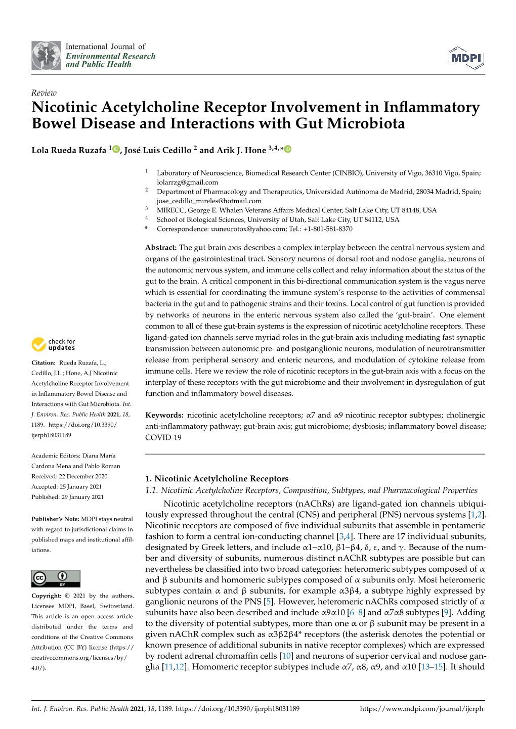 Nicotinic Acetylcholine Receptor Involvement in Inflammatory Bowel