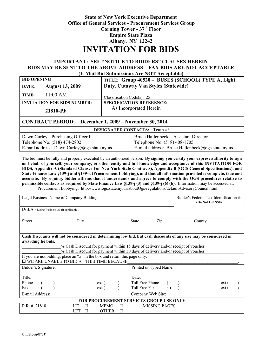 Invitation for Bids