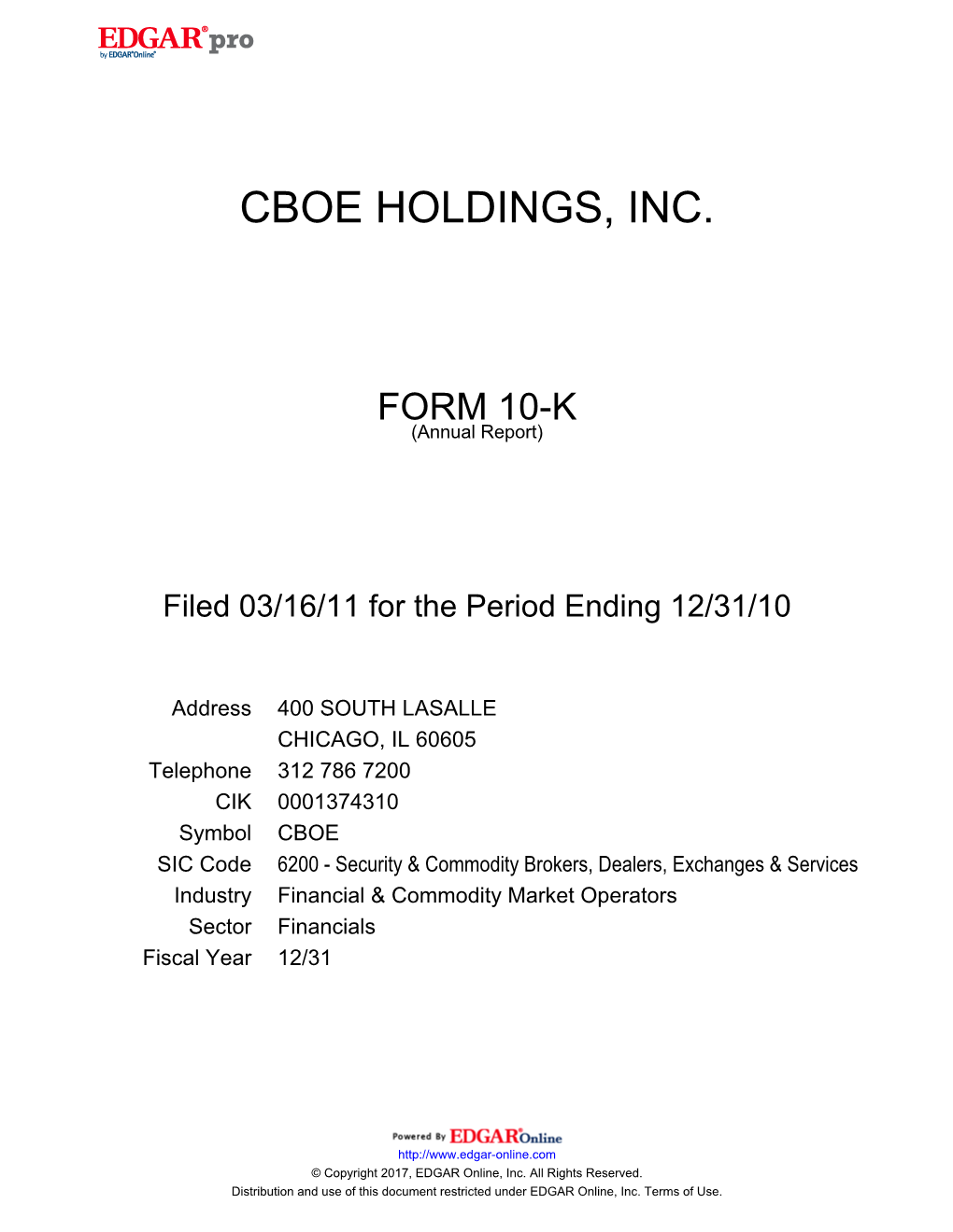 Cboe Holdings, Inc