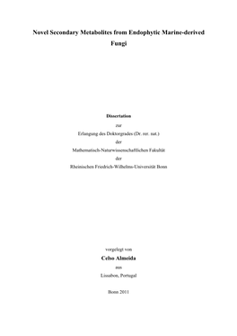 Novel Secondary Metabolites from Endophytic Marine-Derived Fungi