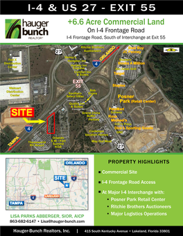 EXIT 55 +6.6 Acre Commercial Land on I-4 Frontage Road I-4 Frontage Road, South of Interchange at Exit 55