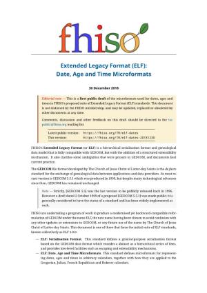 (ELF): Date, Age and Time Microformats