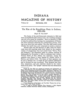 INDIANA MAGAZINE of HISTORY Volume LI SEPTEMBER,1955 Number 3