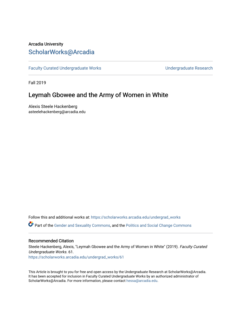 Leymah Gbowee and the Army of Women in White