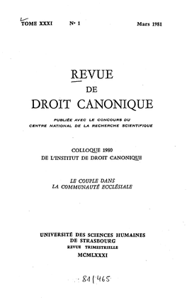 Revue Droit Canonique