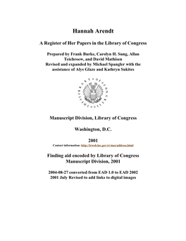 Papers of Hannah Arendt