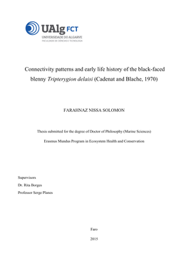 Connectivity Patterns and Early Life History of the Black-Faced Blenny Tripterygion Delaisi (Cadenat and Blache, 1970)