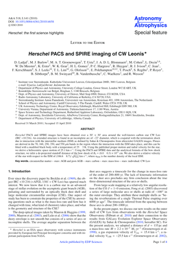 Herschel PACS and SPIRE Imaging of CW Leonis*