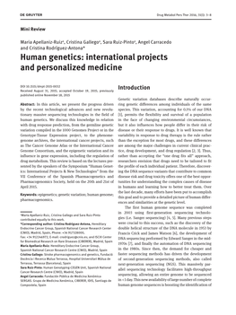 Human Genetics: International Projects and Personalized Medicine