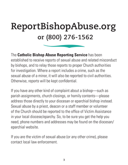 Reportbishopabuse.Org Or (800) 276-1562