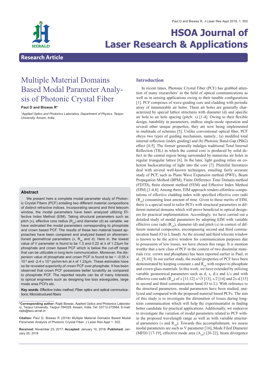 Multiple Material Domains Based Modal in the Proposed Wavelength Range As Well As with Variable Structur- Parameter Analysis of Photonic Crystal Fiber