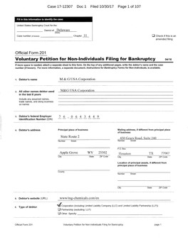 Official Form 201 Voluntary Petition for Non-Individuals Filing for Bankruptcy Page 1 Case 17-12307 Doc 1 Filed 10/30/17 Page 2 of 107