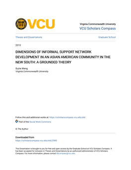 Dimensions of Informal Support Network Development in an Asian American Community in the New South: a Grounded Theory