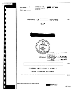 LISTING of REPORTS Imp SECRET 1957
