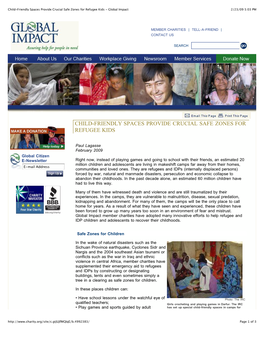 Child-Friendly Spaces Provide Crucial Safe Zones for Refugee Kids - Global Impact 2/23/09 5:03 PM