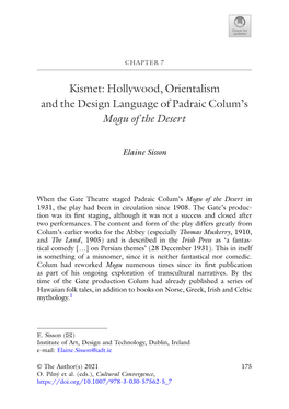 Kismet: Hollywood, Orientalism and the Design Language of Padraic Colum’S Mogu of the Desert