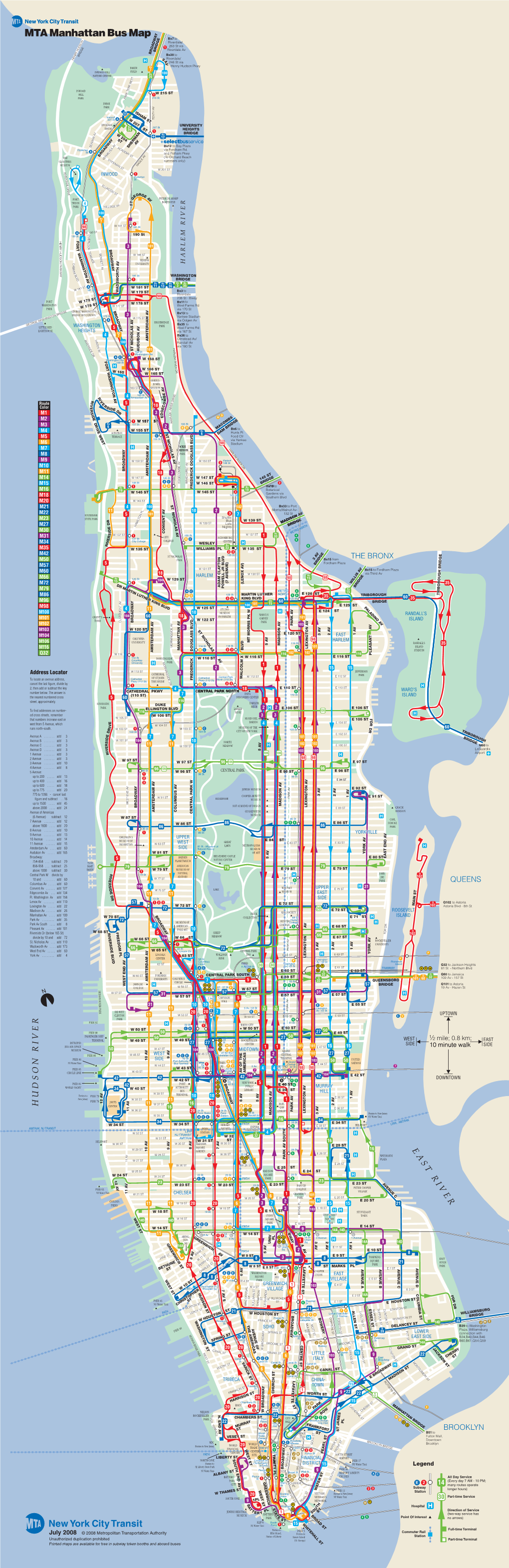 MTA Manhattan Bus Map Y Bx7 to Riverdale/ 1 263 St Via Riverdale Av BRIDGE BROADWA Bx20 to BRIDGE 9 Riverdale/ HENRY HUDSON A