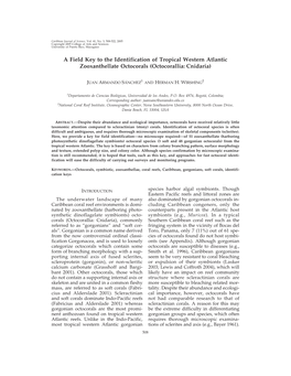 A Field Key to the Identification of Tropical Western Atlantic Zooxanthellate Octocorals (Octocorallia: Cnidaria)