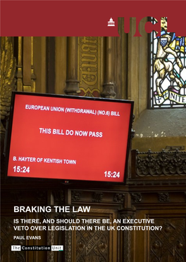 Braking the Law: Is There, and Should There Be, an Executive Veto Over