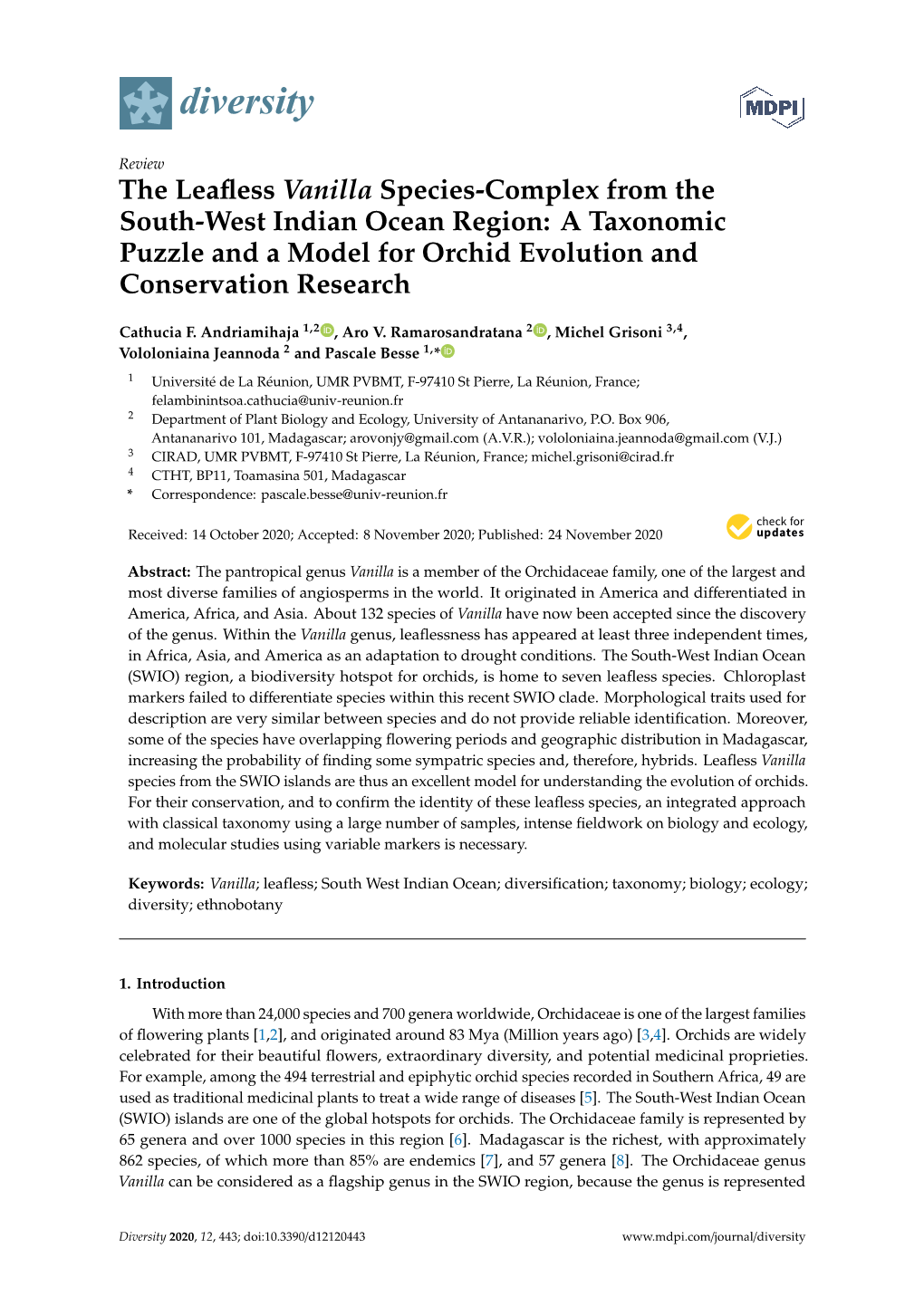 The Leafless Vanilla Species-Complex from The