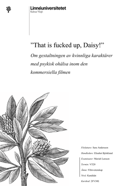 That Is Fucked Up, Daisy!” Om Gestaltningen Av Kvinnliga Karaktärer Med Psykisk Ohälsa Inom Den Kommersiella Filmen