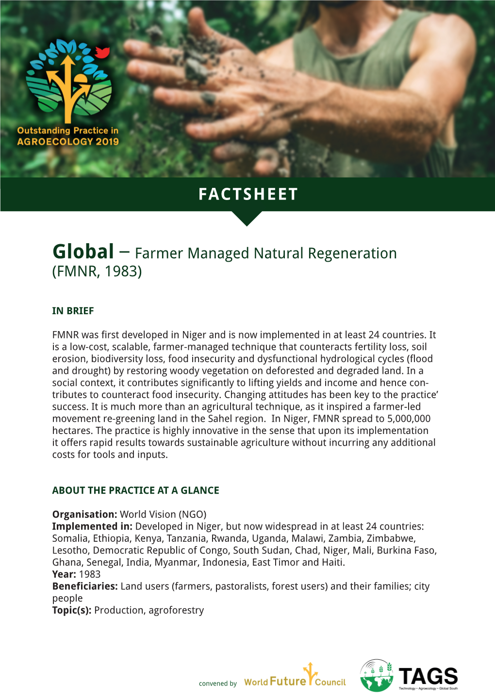 Farmer-Managed Natural Regeneration and Implemented Its Practice on Around 12,500 Hectares of Farmland