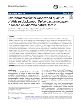 Environmental Factors and Wood Qualities of African Blackwood, Dalbergia Melanoxylon, in Tanzanian Miombo Natural Forest