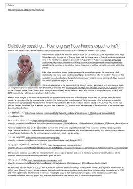 Statistically Speaking... How Long Can Pope Francis Expect to Live?