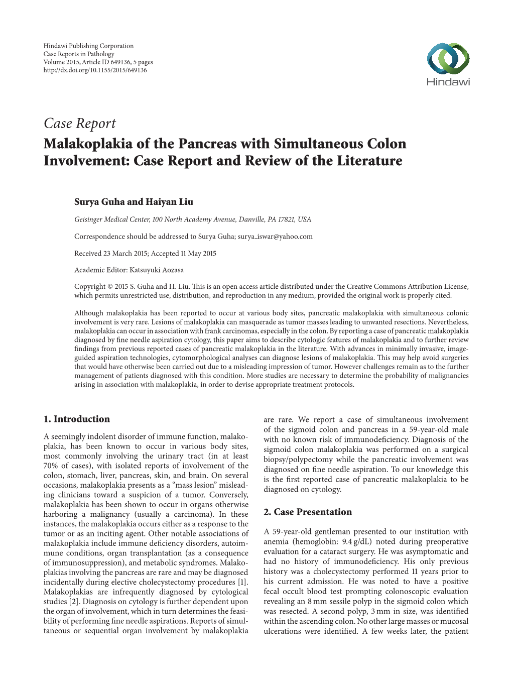 Malakoplakia of the Pancreas with Simultaneous Colon Involvement: Case Report and Review of the Literature