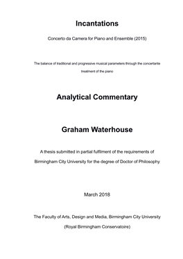Incantations Analytical Commentary Graham Waterhouse