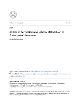 The Normative Influence of Syndi-Court on Contemporary Litigiousness