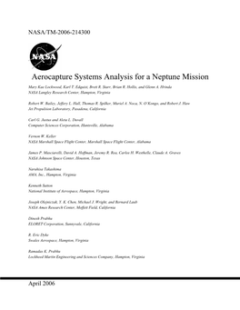 Aerocapture Systems Analysis for a Neptune Mission Mary Kae Lockwood, Karl T
