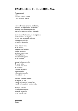 Cancionero De Homero Manzi