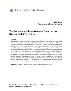 The Politics and Ideologies of Pluricentric German in L2 Teaching