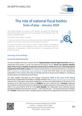The Role of National Fiscal Bodies State of Play - January 2020