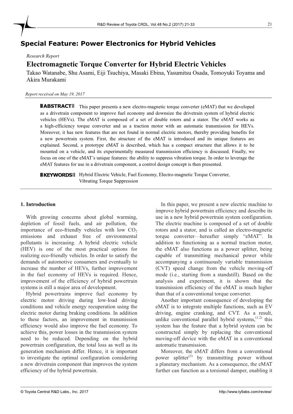 Electromagnetic Torque Converter for Hybrid Electric Vehicles