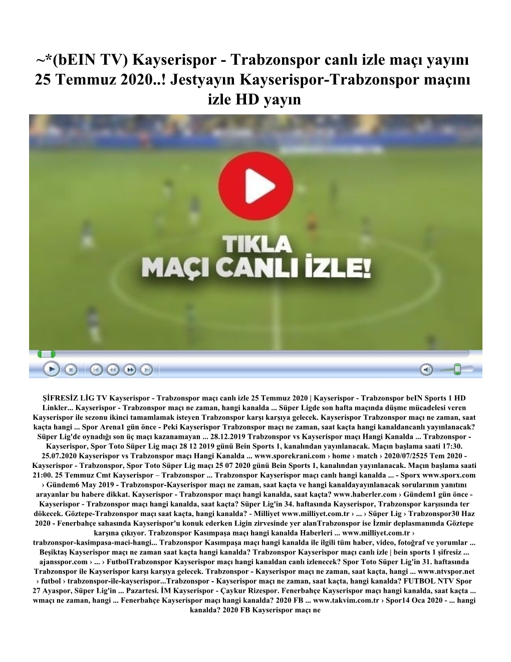 Jestyayın Kayserispor-Trabzonspor Maçını Izle HD Yayın