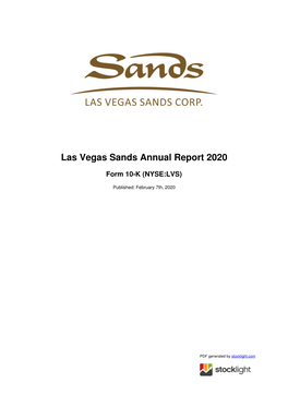 Las Vegas Sands Annual Report 2020