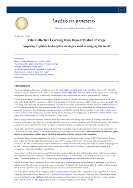 Vital Collective Learning from Biased Media Coverage Acquiring Vigilance to Deceptive Strategies Used in Mugging the World -- /