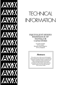 Equivalent Series Resistance of Tantalum Capacitors