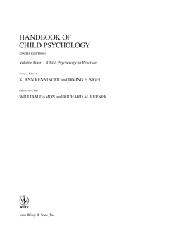 Handbook of Child Psychology Sixth Edition