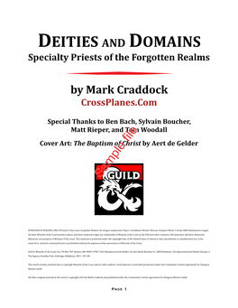 DEITIES and DOMAINS Specialty Priests of the Forgotten Realms