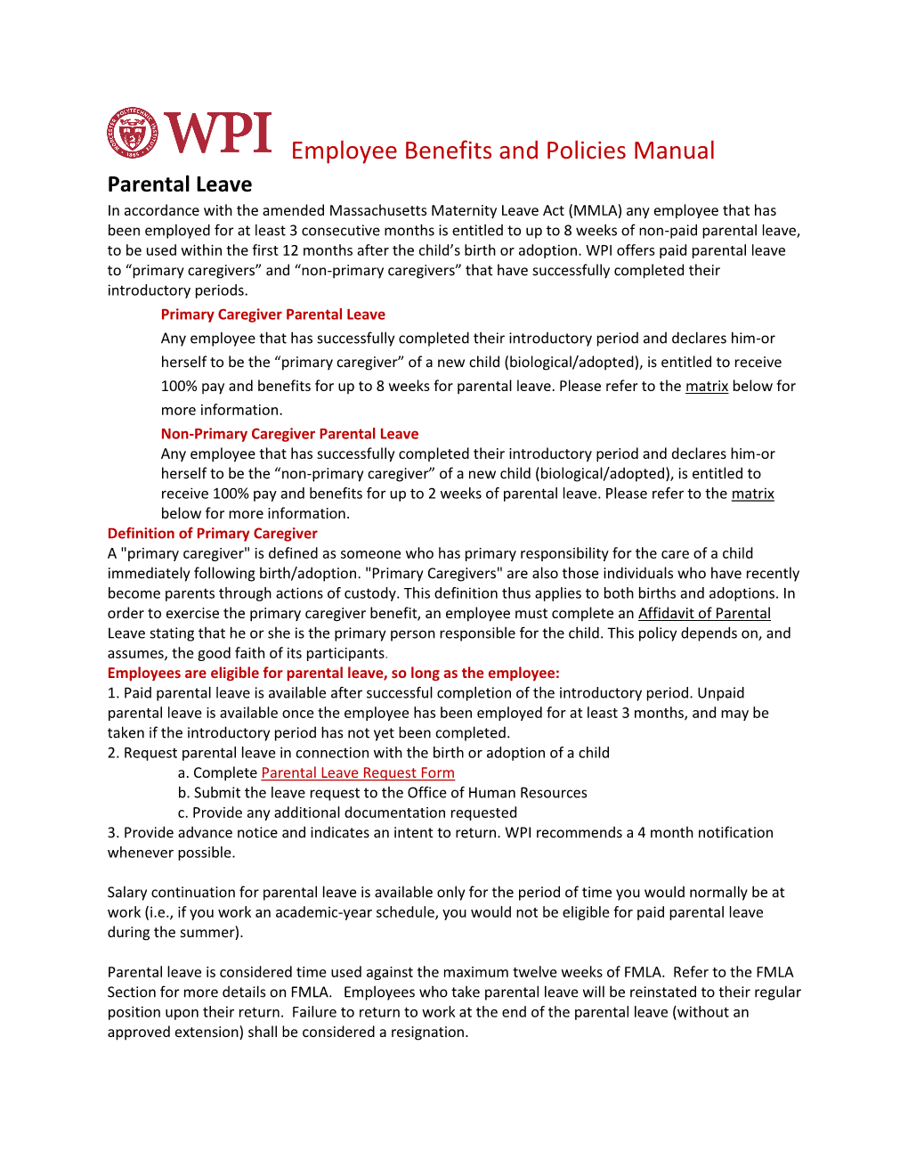 Employee Benefits and Policies Manual