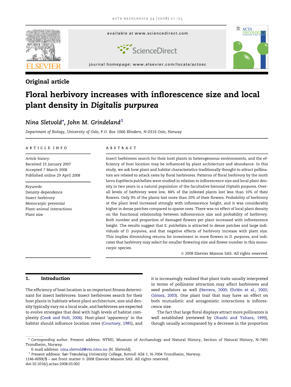 Floral Herbivory Increases with Inflorescence Size and Local Plant