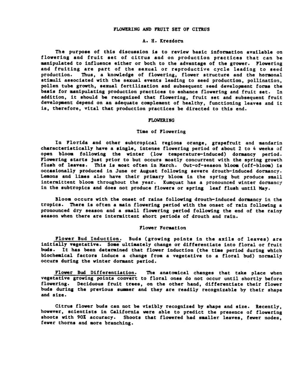 Flowering and Fruit Set of Citrus--A.H. Krezdorn