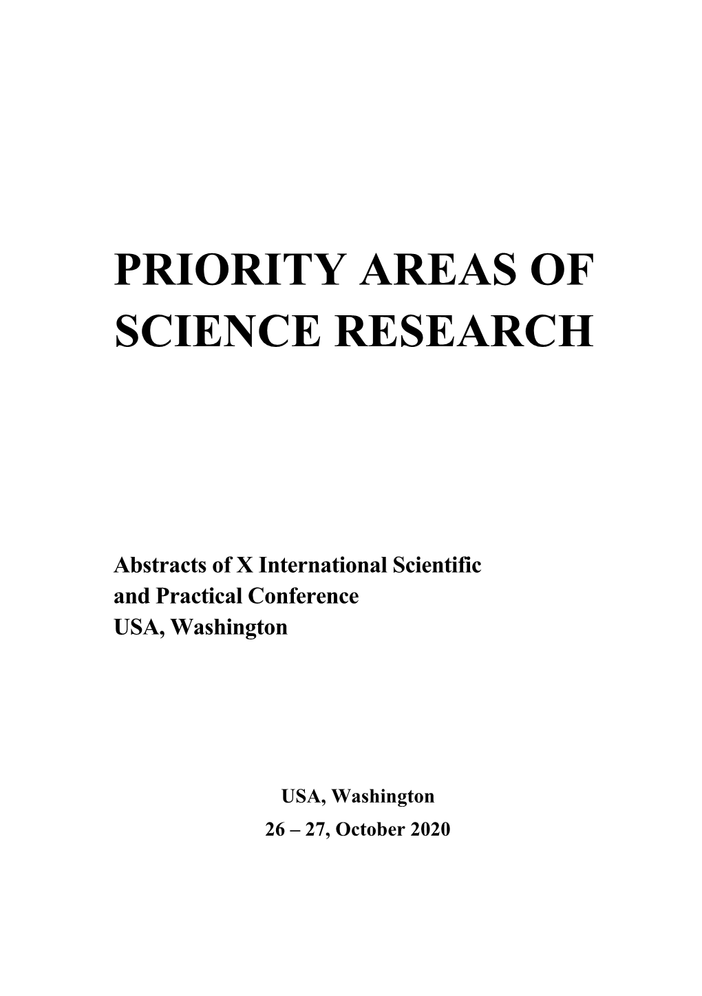 Priority Areas of Science Research