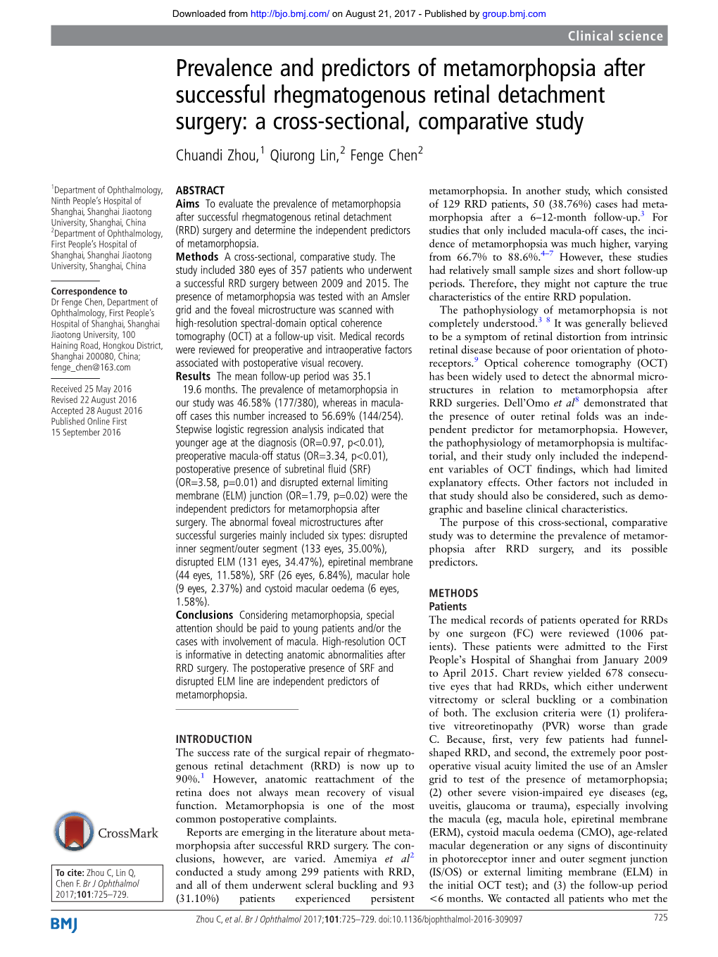 Prevalence and Predictors of Metamorphopsia After Successful