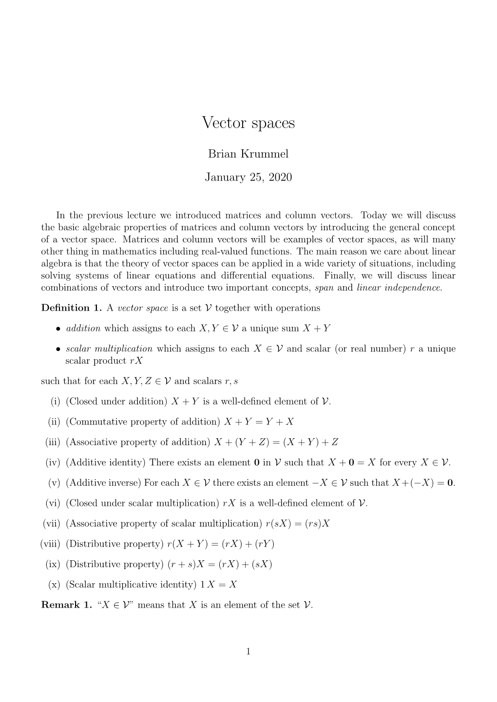 Vector Spaces