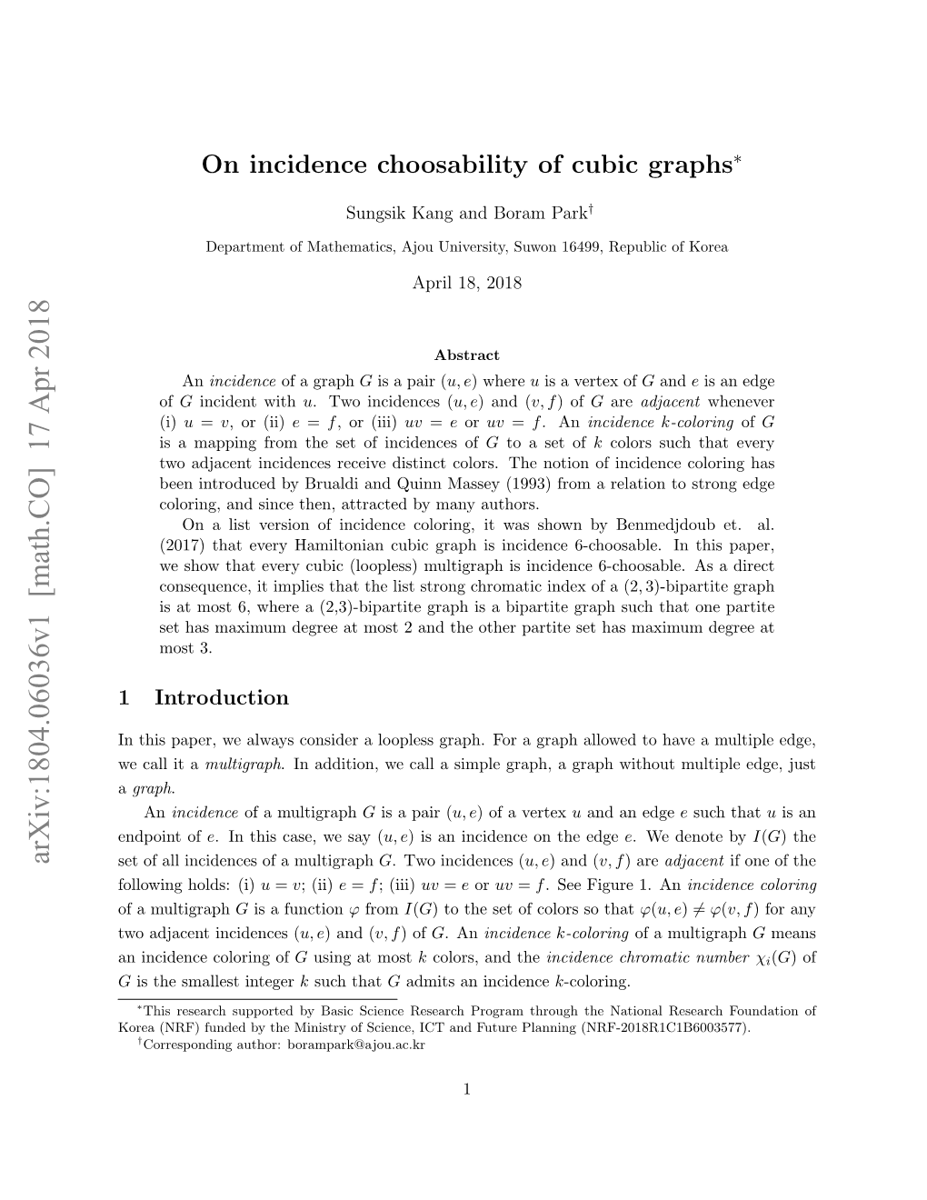 On Incidence Choosability of Cubic Graphs∗